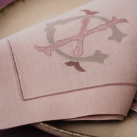 Serviettes de table en lin brodées monogrammées Serviette de mariage en coton et lin