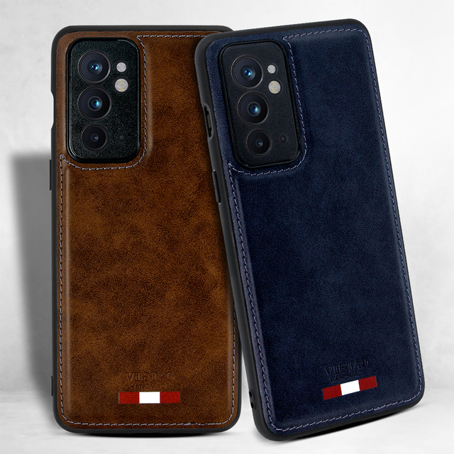VIETAO Wholesale Business Style Custom Logo PU Leather Phone case for oneplus 9RT 9r 9 8 Pro 8t Blue Cell Phone Cover case
