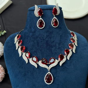 Customized Moissanite 925 Silver <b>Ruby</b> Style Lariat <b>Necklace</b> Earring Set Luxurious Wedding Gift Elegant Jewelry - Product Image 4