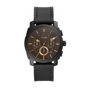 Montre chronographe à quartz originale de haute qualité pour hommes Montre en acier inoxydable avec bracelet en cuir - Product Image 5