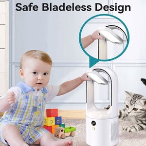 Ventilateur de table électrique sans pales, rechargeable par USB, mini ventilateur de refroidissement sans fil, ultra silencieux, avec lumière LED nocturne, pour la maison et le bureau - Product Image 4