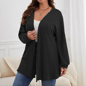 Nuova Giacca in Maglia da Donna Autunno-Inverno, Manica Lunga, Tinta Unita, Scollo a V, Stile Cardigan, Moda Plus Size - Product Image 2