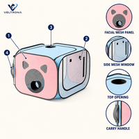 Boîte de séchage pour animaux de compagnie, pour chats et chiens, sac de séchage portable et pliable avec fenêtre en maille et orifice pour la buse, rose et bleu, taille moyenne