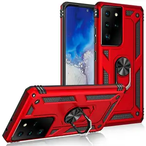 TPU PC 2in1 Hybrid Ring Holder Hard Armor Case For Samsung S21 FE S21 Ultra Anti Gravity Back Cover with Car Mount Magnet