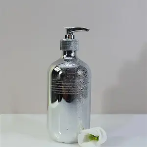 Custom Luxe Hotel Bad Benodigdheden Dispenser Voor Zeep Vloeibare Fles Met Pomp Zilveren Shampoo Fles 550Ml