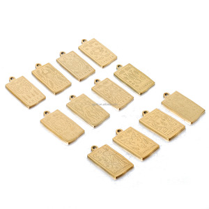 Pendentif vintage en acier inoxydable avec 12 signes du zodiaque, médaillon carré irrégulier doré, bijou esthétique du <span class=keywords><strong>horoscope</strong></span> pour femme, cadeau - Product Image 4