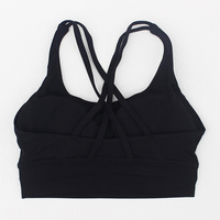 Soutien-gorge de yoga personnalisé en nylon et élasthanne respirant, à maintien élevé, avec logo simple sur le devant et dos croisé, imprimé, sans coutures, style crop top