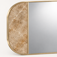 Miroir mural horizontal de luxe en marbre naturel avec cadre en or champagne pour salle de bain, hôtel et entrée