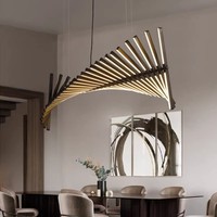 Luminaire suspendu de table à manger de style italien moderne, simple et luxueux, forme de poisson minimaliste linéaire, éclairage pour salon/bureau