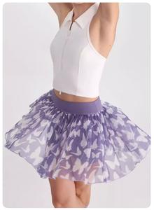 ملابس تنس نسائية من قطعتين بنمط مربعات، فساتين جولف بخصر مرتفع، تنورة شبكية مطوية، قميص بدون أكمام مع شعار أمامي - Product Image 5