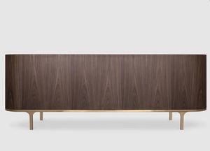 Buffet <span class=keywords><strong>Anthony</strong></span> de design italien, en bois de noyer naturel, avec dessus en marbre blanc, meuble de rangement en métal, meuble de luxe - Product Image 5