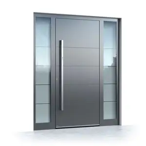 تصميم جديد للأبواب الأمامية في الفيلات ، أمن المنازل, باب فيلا ذو تصميم إيطالي فاخر ، باب محوري جديد ، مصنوع من الألومنيوم الأسود