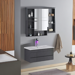 Juego de baño Appenzell, negro, juego de muebles de baño de 3 piezas: lavabo, espejo + mueble - Product Image 1