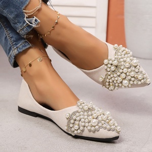 Zapatos Planos de Ballet Decorados con Perlas de Lujo para Primavera/Verano 2026, Zapatos de Punta Redonda para Mujer, Zapatos de Boda, Zapatos Casuales de Una Sola Pieza - Product Image 4
