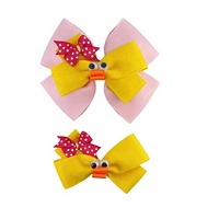 Sacarla Mignon Nœud Papillon en Ruban Grosgrain Motif Poussin de Pâques pour Bébés Filles et Enfants, Accessoire Cheveux de Fête