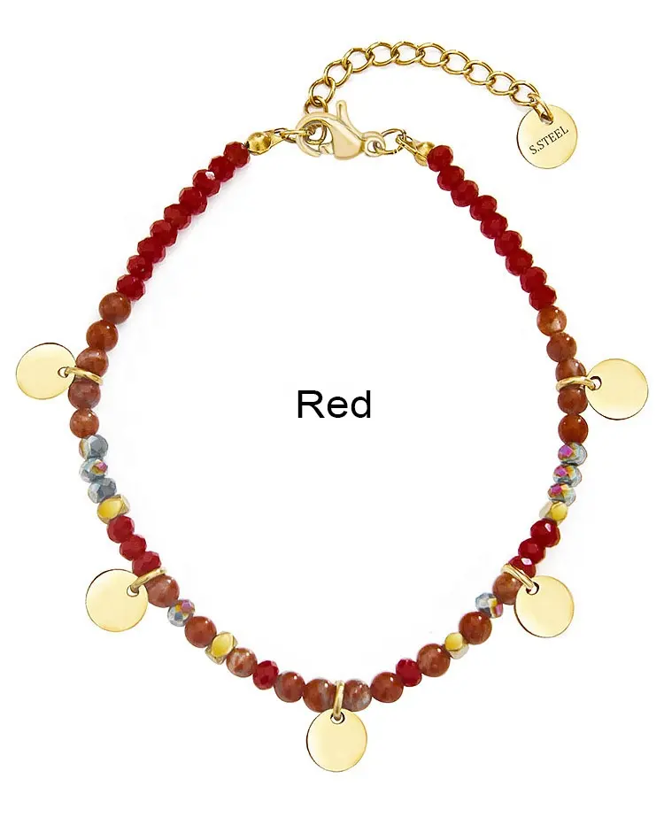 G. G.tang — Bracelet intelligent en verre rouge, qualité supérieure, OEM/ODM, fait à la main, en acier inoxydable, plaqué or, vente en gros
