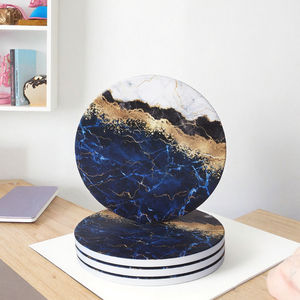 Juego de 4 Posavasos Redondos de Cerámica Ecológicos Absorbentes de 8 mm de Grosor con Soporte de Diseño Creativo - Product Image 3