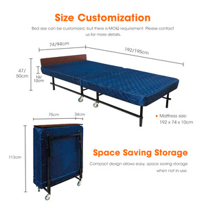 250kg Weight Capacity 200*80 Home Hotel Fold up Metal <b>Beds</b> Portable Lunch Break Folding <b>Beds</b> Hospital Guest <b>Bed</b> for Patient - Product Image 2