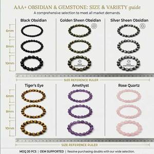 Bracelets en perles d'obsidienne, pierres naturelles tendance, pierres précieuses de guérison, 6 mm, 8 mm, 10 mm, faits à la main pour femmes et hommes - Product Image 3