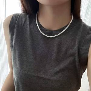 Authentic 5-5.5mm Natural Freshwater <b>Pearl</b> <b>Necklace</b> with Pure <b>Silver</b> Buckle Almost Flawless LRB Certified - Product Image 2