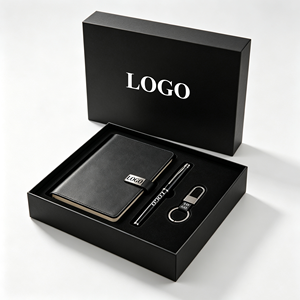 Ensemble cadeau d'entreprise haut de gamme 3 en 1, carnet en cuir personnalisé avec logo, stylo et porte-clés, idée cadeau d'affaires de luxe - Product Image 3