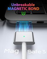 Câble de charge rapide magnétique 2 3 USB-C vers USB-A 140W 5A avec gaine en nylon pour ordinateur MacBook Pro