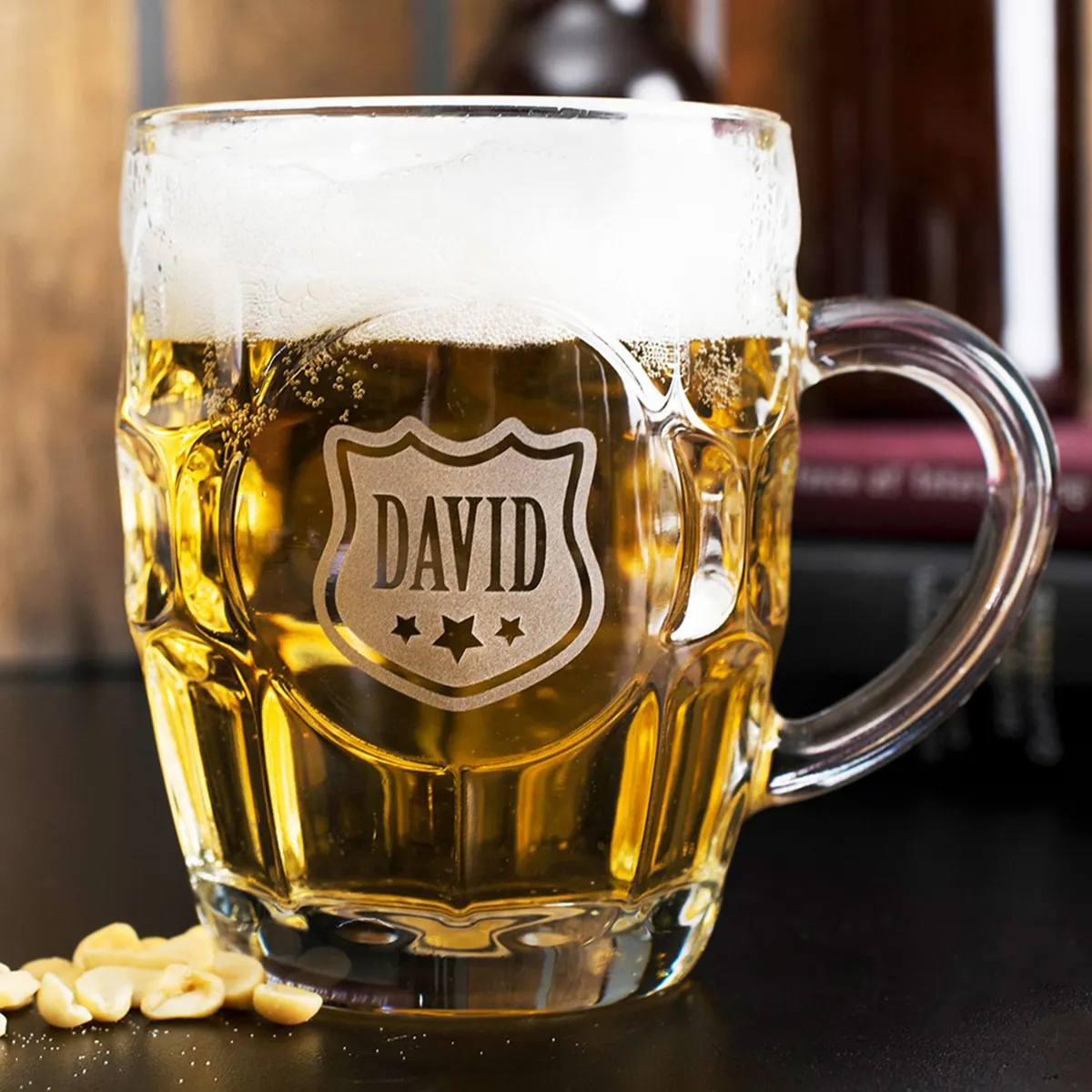 600ml Personalised Dimple Pint Glass Beer Mug with OEM logo