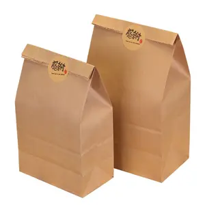 Fábrica de Alta Qualidade Personalizado Impresso Brown Kraft Paper Packaging Bags Food Grade Para Pequenas Empresas