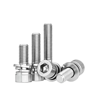 Vis à tête cylindrique Pengchi en acier inoxydable 304 avec rondelle moletée blanche, triple combinaison, système métrique, 10 mm