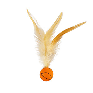 Pelota de Plumas Rebotante para Gatos, Juguete de Goma Sólida con Patrón QW2038, Antiaburrimiento, Juego Interactivo - Product Image 3