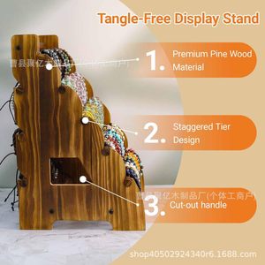 Organizador de Joyas de Madera de 5 Niveles para Escritorio, para Pulseras y Relojes, Acabado Blanco Quemado - Product Image 4