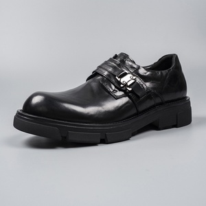 High Quality Men's Black Leather Derby <b>Shoes</b> Business Casual Durable Thick Sole Breathable Waterproof <b>Height</b> <b>Increasing</b> - Product Image 2