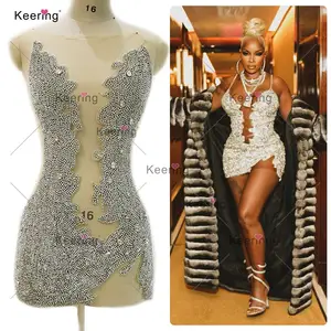 WDP-425 Keering Top-Ranking Embroidery Patch Fashion Designer Rhinestone Bodice Crystal Applique For fancy dress