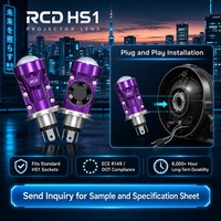 RUICHIDA Lampu Depan Mini Bi-LED Teknologi Dual-Core DOT FMVSS108 Super Terang 12000LM Cafe Racer Retrofit Kipas Pendingin Turbo