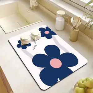 Non Slip Dish Drying Mats Heat Resistant Diatomite Drain Mat Dishwasher Safe Dish Drying Mat For Kitchen