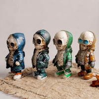Meilleure vente transfrontalière : Figurine de squelette en résine de dessin animé effrayant pour Halloween, tête de squelette empilée, décoration de scène de fête, vente en gros