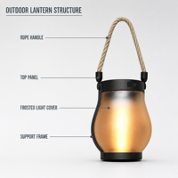 Nouvelle lampe à flamme LED solaire en corde de chanvre, lampe suspendue pour le camping en plein air, rechargeable, décoration de cour, multifonctionnelle
