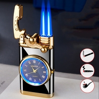 Briquet de montre au butane en gros Briquet à gaz rechargeable à double flamme bleue avec logo laser personnalisé
