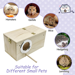 Cachette en bois de <span class=keywords><strong>hamster</strong></span> avec jouets à mâcher-Maison d'habitat en bois naturel pour gerbilles de souris naines syriennes <span class=keywords><strong>Cage</strong></span> pour petits animaux - Product Image 6