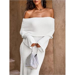 ชุดเดรสยาวทรงเข้ารูปแบบเปิดไหล่ แขนยาว สำหรับผู้หญิง สไตล์ชุดราตรีสำหรับงานเลี้ยงหรืองานกลางคืน - Product Image 3