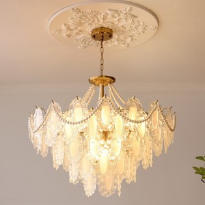 French Style Chandelier Pearl Crystal <b>LED</b> <b>Light</b> Round Multi Head Living Room Bedroom Dining Room Lighting Fixture - Product Image 2