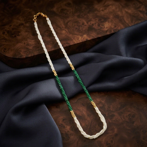 Collar Mala Premium Ping Bling Hydro Pearl con Cuentas Blancas, Chapado en Oro, Hecho a Mano, Estilo Étnico, Joyería de Moda para Mujer - Product Image 1