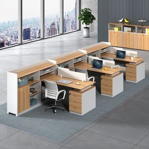 Ensemble <span class=keywords><strong>de</strong></span> bureaux d'employés en L modernes et durables et <span class=keywords><strong>de</strong></span> chaises <span class=keywords><strong>de</strong></span> bureau réglables - Bureau informatique en PVC écologique pour immeuble <span class=keywords><strong>de</strong></span> bureaux - Product Image 3