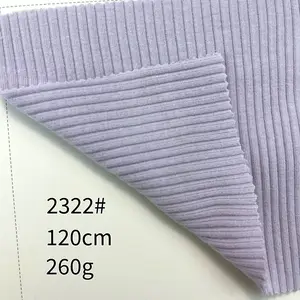 Purple Baby 92.5 Cotton 7.5 Spandex Ribbed Fabric 260g Double Organic Cotton Material Ribbed Home Clothing Fabric