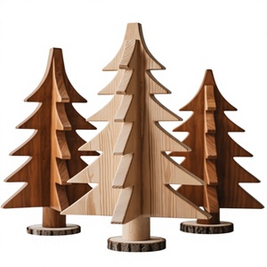 Décoration de Noël rustique en bois, sapin de Noël artisanal en bois naturel pour table, élégant centre de table festif pour la maison, le bureau - Product Image 1