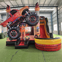 Location de matériel de fête : Toboggan aquatique gonflable en PVC, Château gonflable pour enfants, Château gonflable Monster Truck avec toboggan