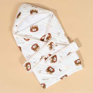 Gigoteuse pour nouveau-né, 6 couches de gaze, serviette à capuche pour bébé, dessin animé, préparation à la fête prénatale, couverture - Product Image 4