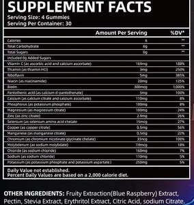 Gummies multivitaminées électrolytes OEM, 120 unités, pour l'hydratation, l'énergie et le soutien musculaire, complément alimentaire en vitamines et minéraux - Product Image 5
