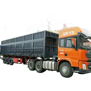 三轴半挂栅栏原木箱厢式卡车拖车散装货物运输40英尺45英尺厢式半挂车