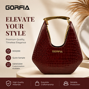 Sac à bandoulière pour femme en cuir PU gaufré crocodile personnalisable, nouveau sac à main de luxe avec poignée en métal doré, logo personnalisé OEM - Product Image 1